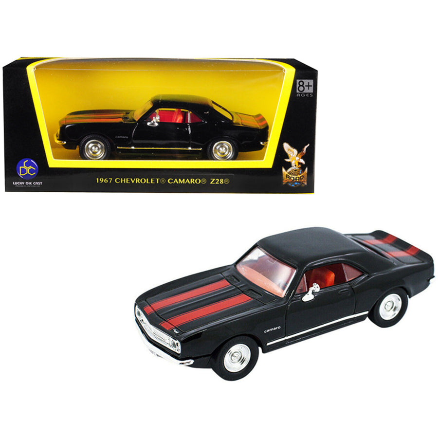 1967 Chevrolet Camaro Z-28 Black With Red Stripes 1/43 Diecast Model Car By Road Signature 94216bk