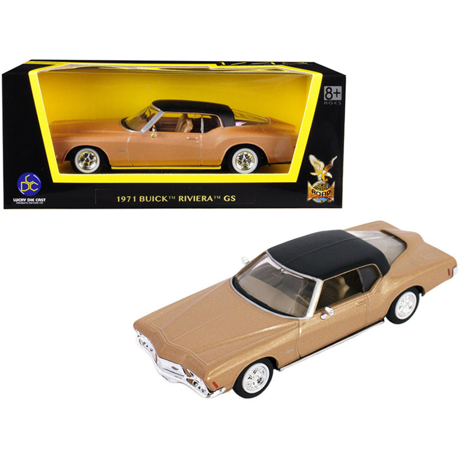 1971 Buick Riviera Gs Gold With Black Top 1/43 Diecast Model Car By Road Signature 94252gld