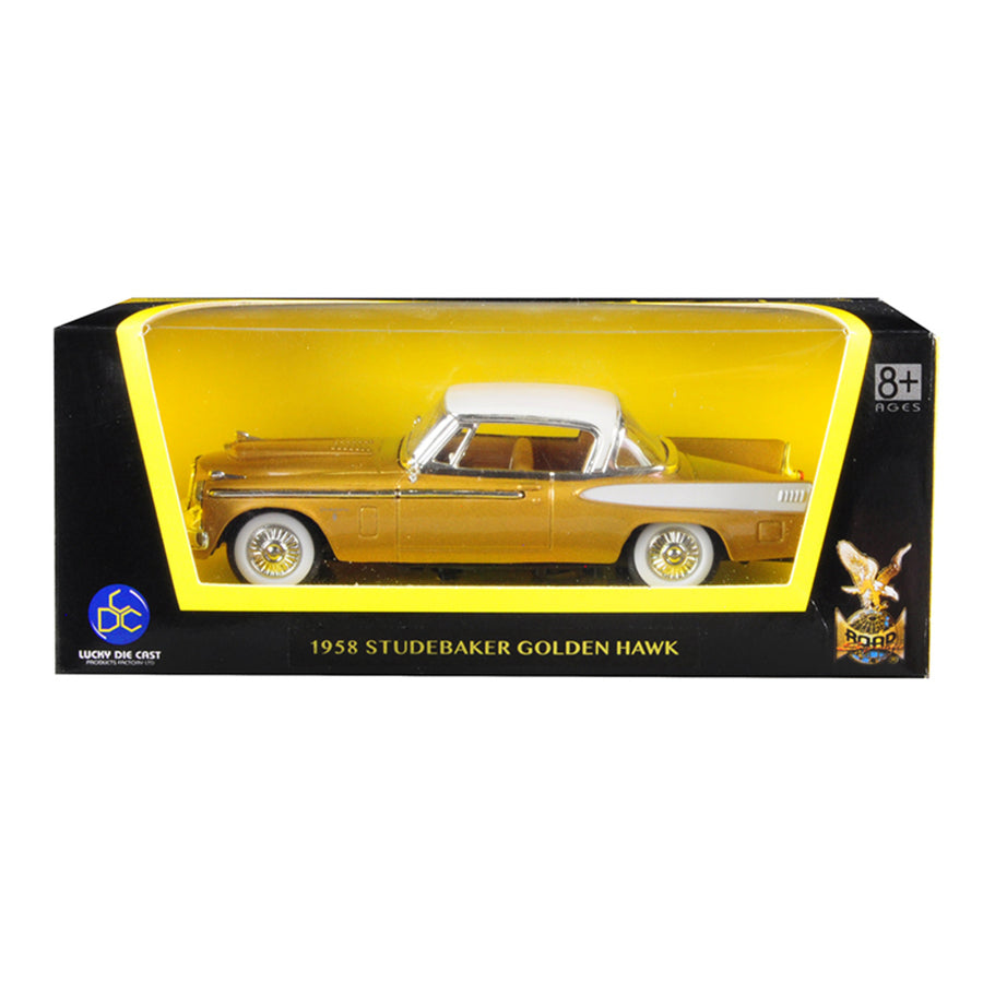1958 Studebaker Golden Hawk Gold And White Top 1/43 Diecast Model Car By Road Signature 94254gld
