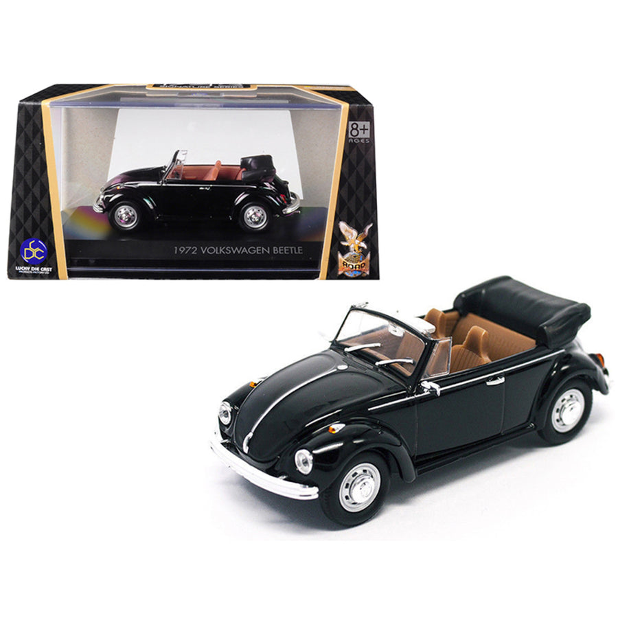1972 Volkswagen Beetle Open Top Convertible Black 1/43 Diecast Model Car By Road Signature 43220bk