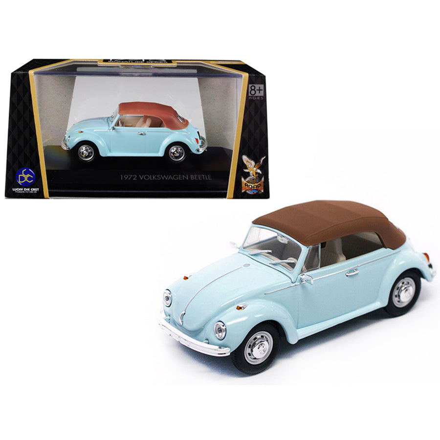 1972 Volkswagen Beetle Closed Top Light Blue 1/43 Diecast Model Car By Road Signature 43221bl