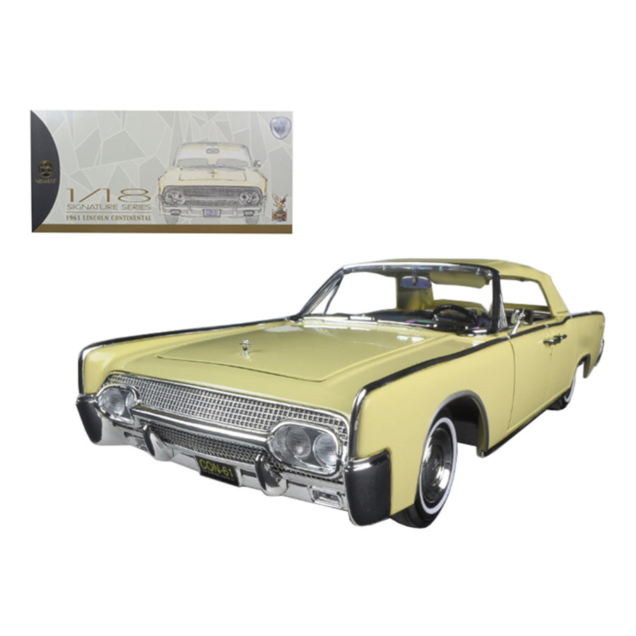 1961 Lincoln Continental Yellow 1/18 Diecast Model Car By Road Signature 20088y