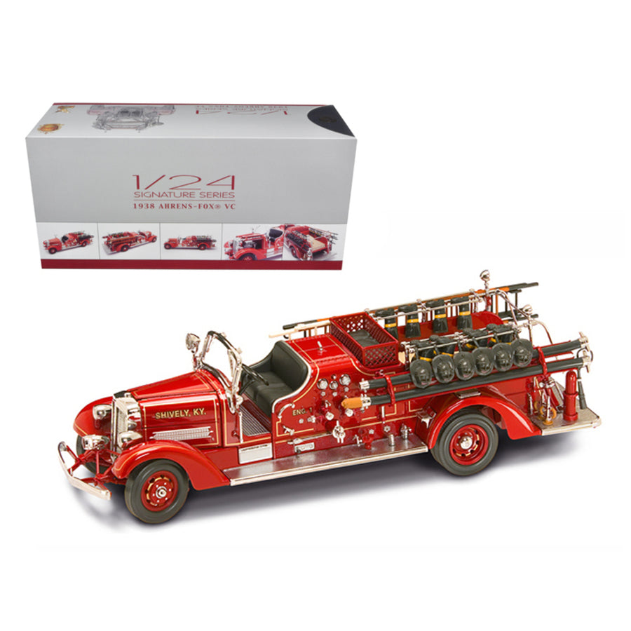 1938 Ahrens Fox Vc Fire Engine Truck Red With Accessories 1/24 Diecast Model By Road Signature 20178r