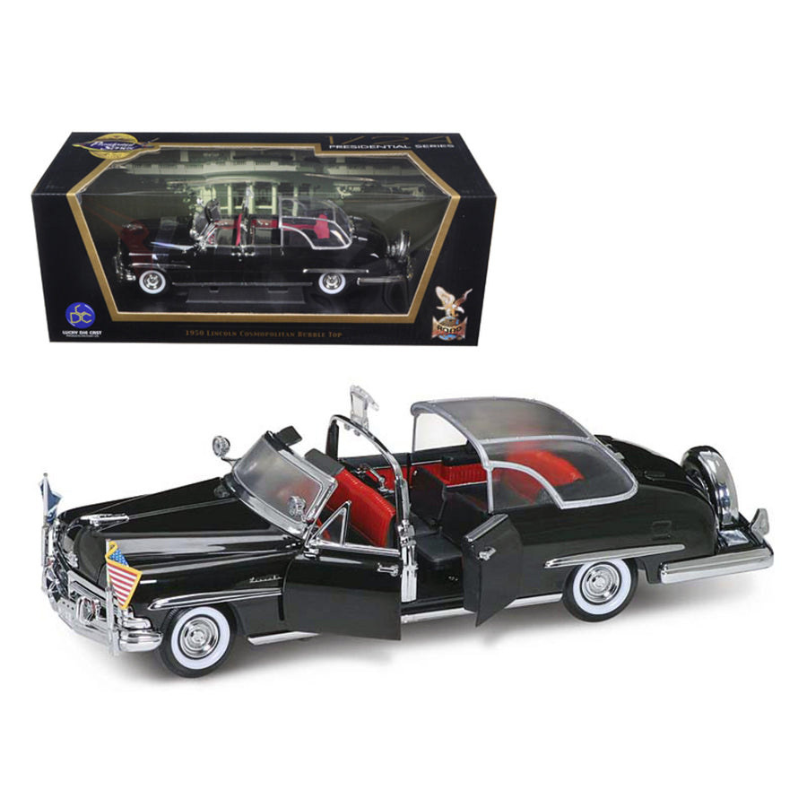 1950 Lincoln Cosmopolitan Bubble Top Limousine With Flags 1/24 Diecast Model Car By Road Signature 24058