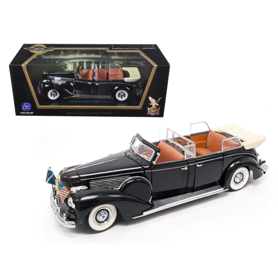 1939 Lincoln Sunshine V12 Limousine With Flags 1/24 Diecast Model Car By Road Signature 24088