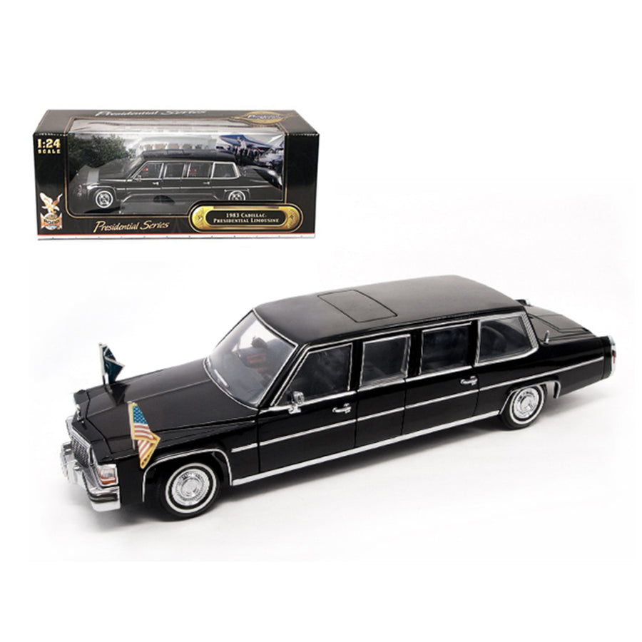 1983 Cadillac Fleetwood Presidential Limousine With Flags 1/24 Diecast Car Model By Road Signature 24098