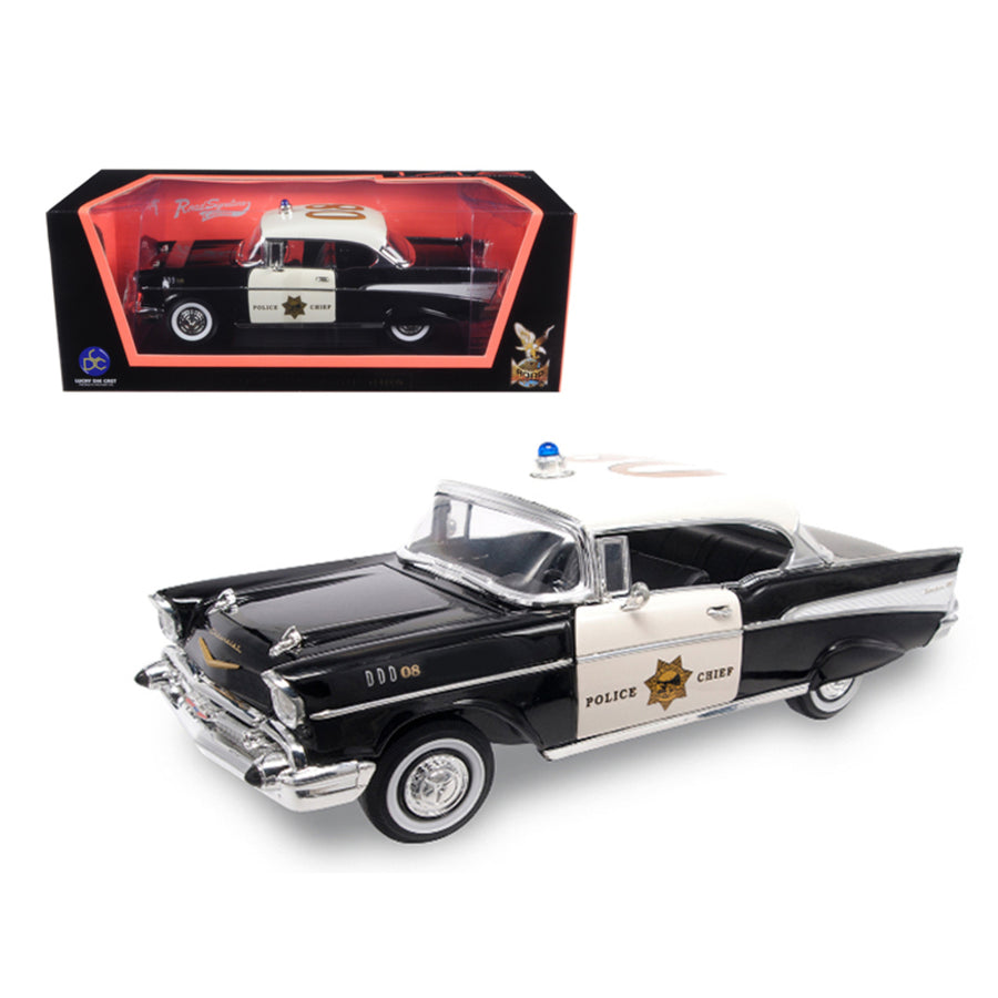 1957 Chevrolet Bel Air Police 1/18 Diecast Model Car By Road Signature 92107po
