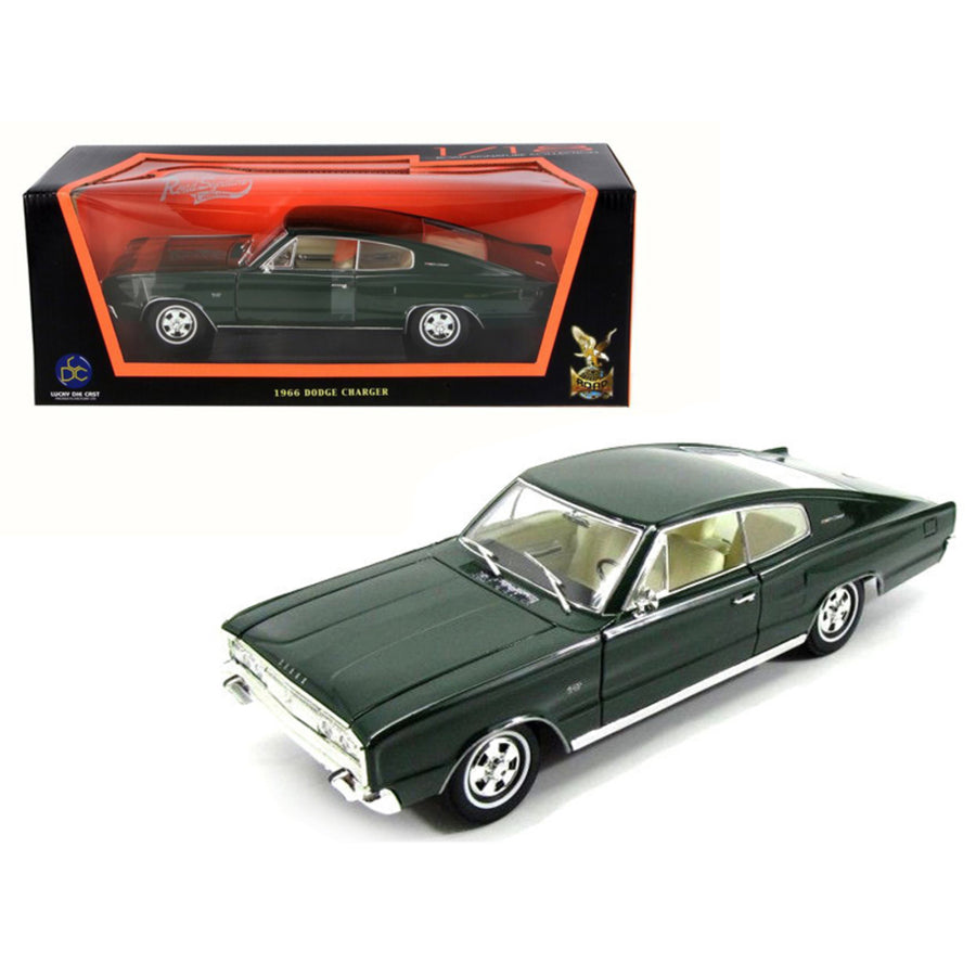 1966 Dodge Charger Green 1/18 Diecast Model Car By Road Signature 92638grn