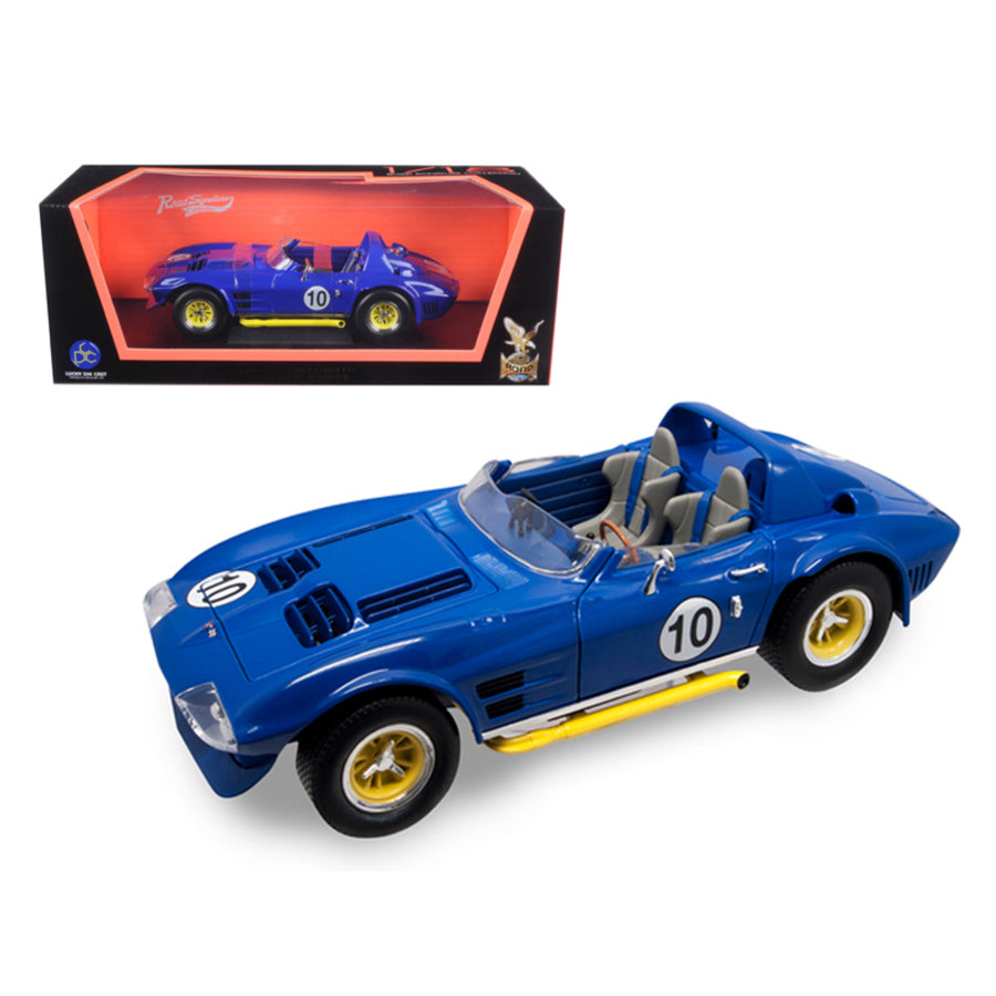1964 Chevrolet Corvette Grand Sport Roadster #10 Dark Blue 1/18 Diecast Model Car By Road Signature 92697bl