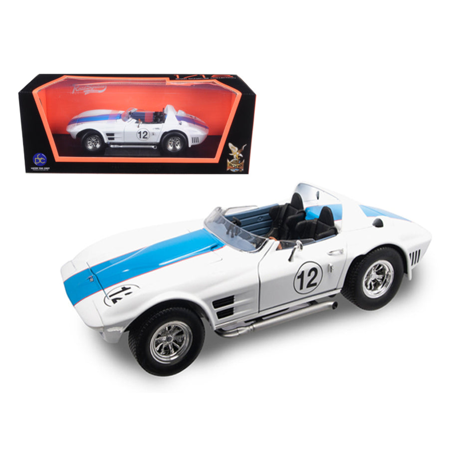 1964 Chevrolet Corvette Grand Sport Roadster #12 White 1/18 Diecast Model Car By Road Signature 92698w