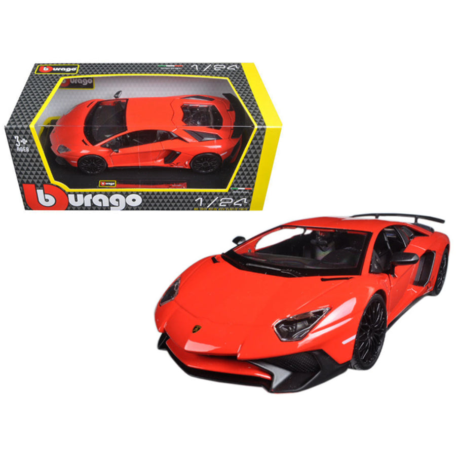 Lamborghini Aventador Lp750-4 Red 1/24 Diecast Model Car By Bburago 21079r