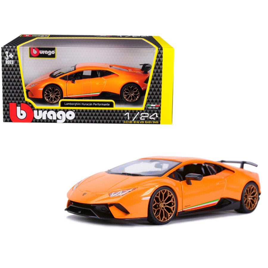 Lamborghini Huracan Performante Metallic Orange 1/24 Diecast Model Car By Bburago 21092or