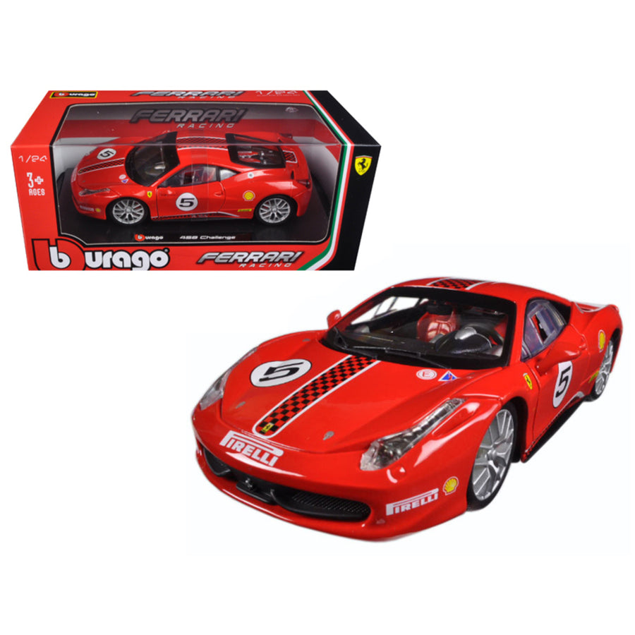 Ferrari 458 Challenge #5 Red 1/24 Diecast Model Car By Bburago 26302