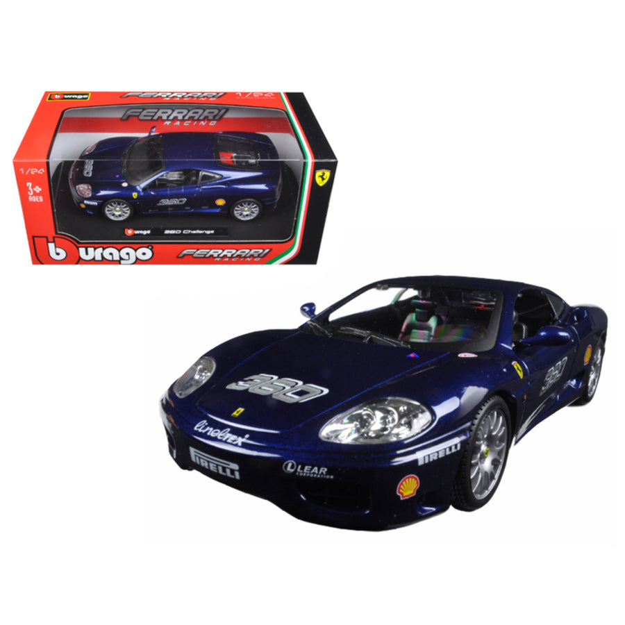 Ferrari 360 Challenge Blue 1/24 Diecast Model Car By Bburago 26304