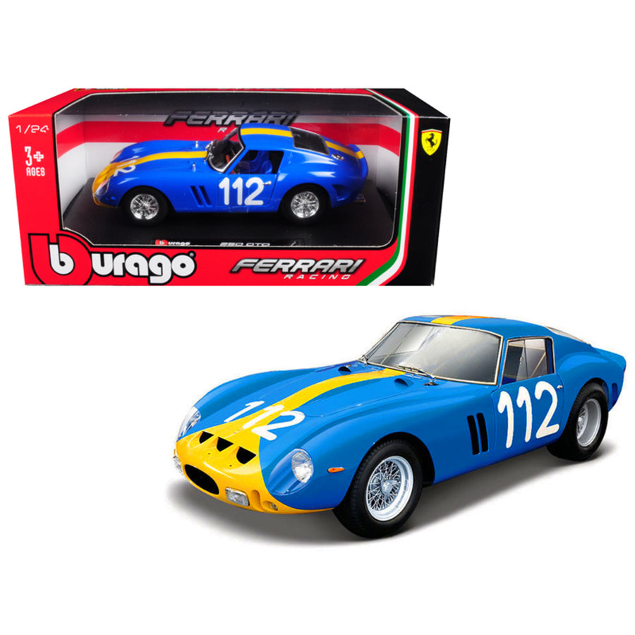 Ferrari 250 Gto Blue #112 1/24 Diecast Model Car By Bburago 26305bl