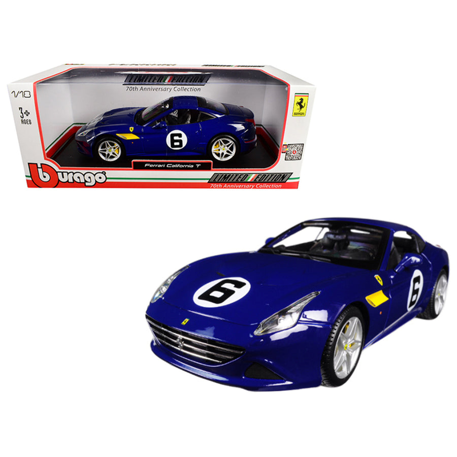 Ferrari California T Blue Sunoco #6 70th Anniversary 1/18 Diecast Model Car By Bburago 76104