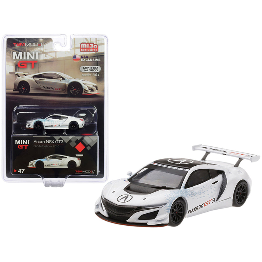 Acura Nsx Gt3 White New York Auto Show 2016 Limited Edition To 3,600 Pieces Worldwide 1/64 Diecast Model Car By True Scale Miniatures Mgt00047