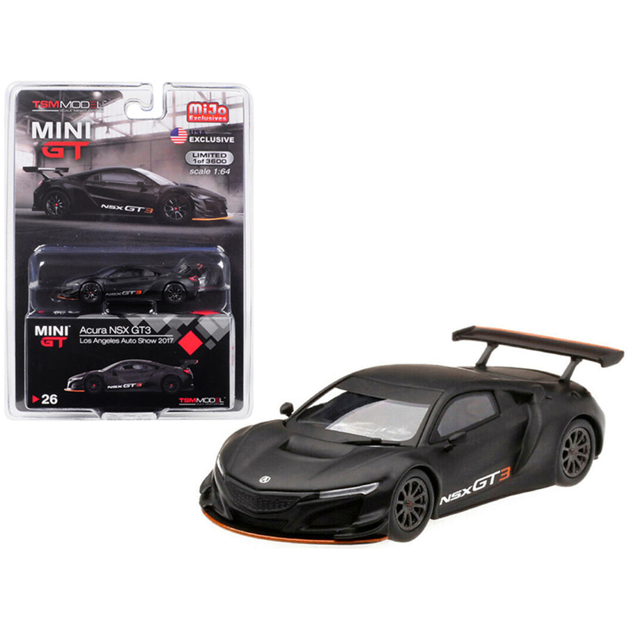 Acura Nsx Gt3 Matt Black Los Angeles Auto Show 2017 Limited Edition To 3,600 Pieces Worldwide 1/64 Diecast Model Car By True Scale Miniatures Mgt00026