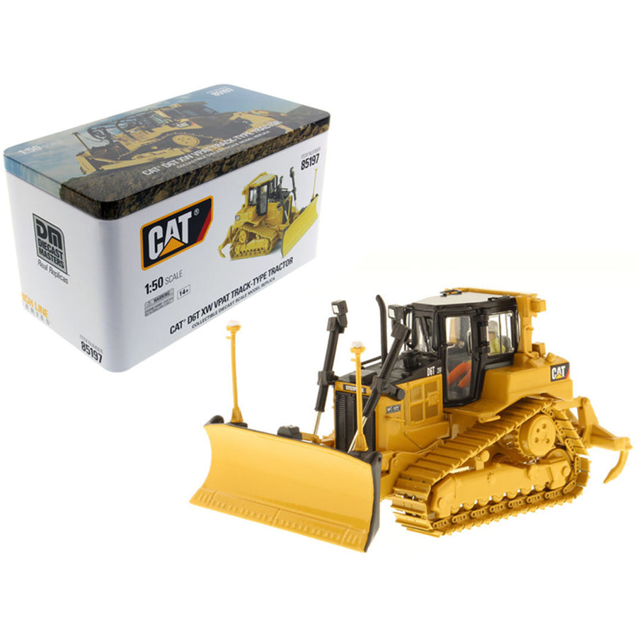 Cat Caterpillar D6t Xw Vpat Track Type Tractor With Accugrade Gps Technology With Operator High Line Series 1/50 Diecast Model By Diecast Masters 85197