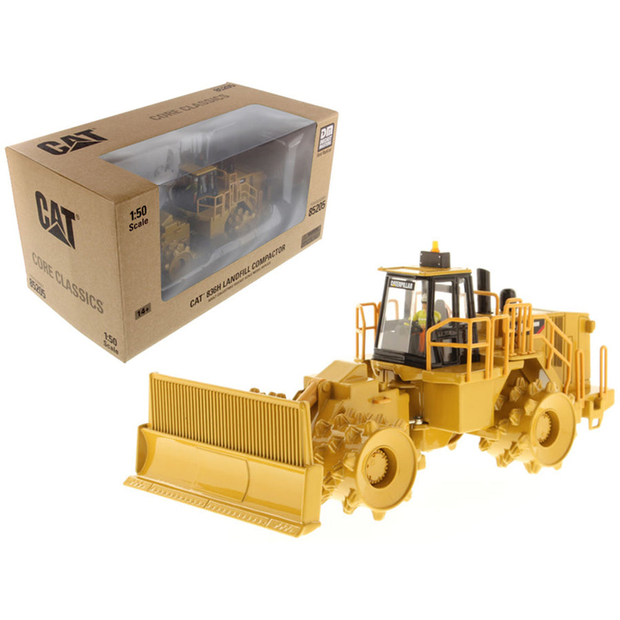 Cat Caterpillar 836h Landfill Compactor With Operator Core Classic Series 1/50 Diecast Model By Diecast Masters 85205c
