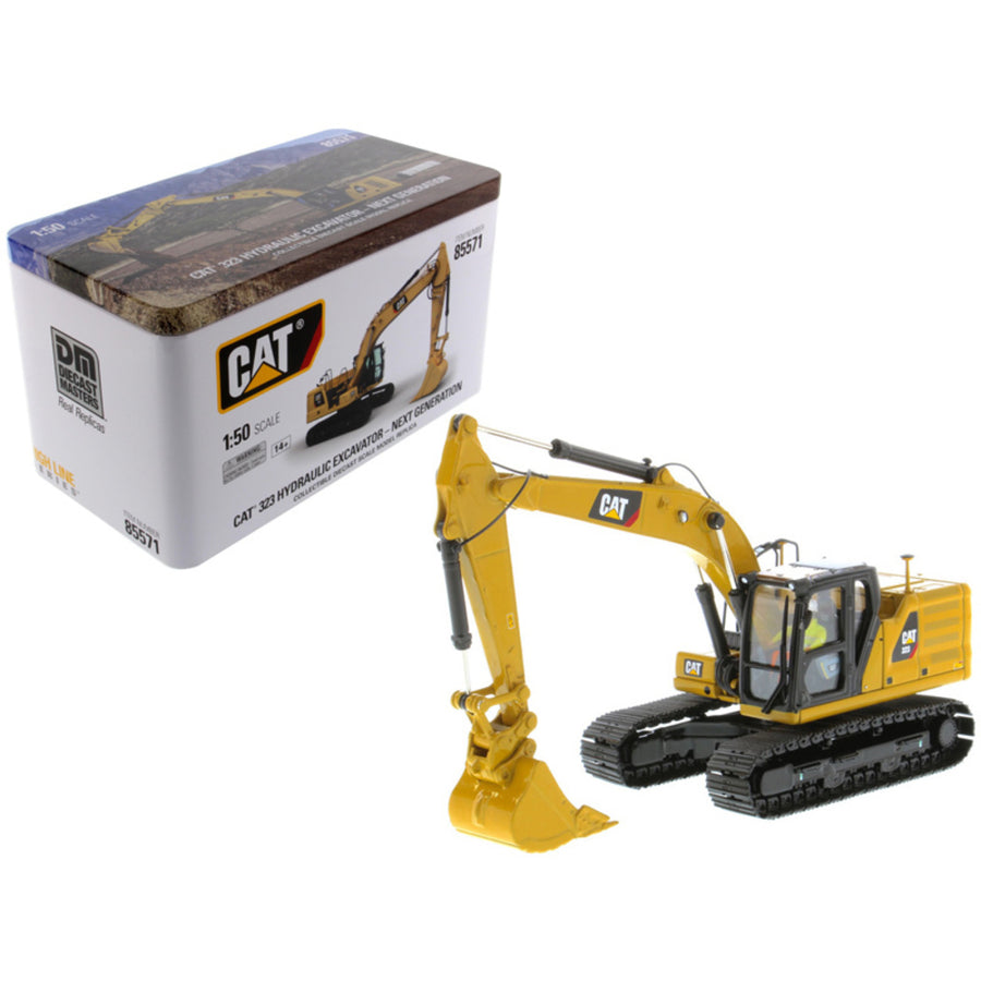 Cat Caterpillar 323 Hydraulic Excavator With Operator Next Generation Design High Line Series 1/50 Diecast Model By Diecast Masters 85571