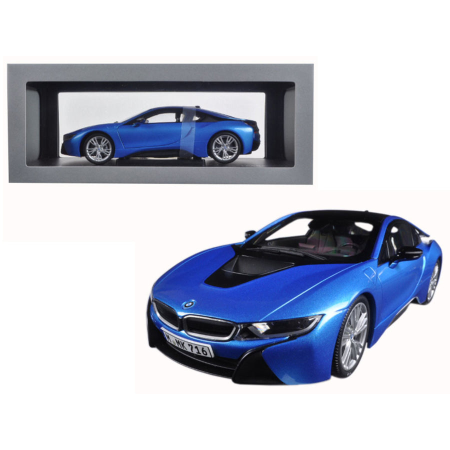 Bmw I8 Protonic Blue And Frozen Grey 1/18 Diecast Model Car By Paragon 97084