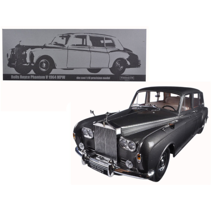 1964 Rolls Royce Phantom V Mpw Gunmetal Grey Lhd 1/18 Diecast Model Car  By Paragon 98214