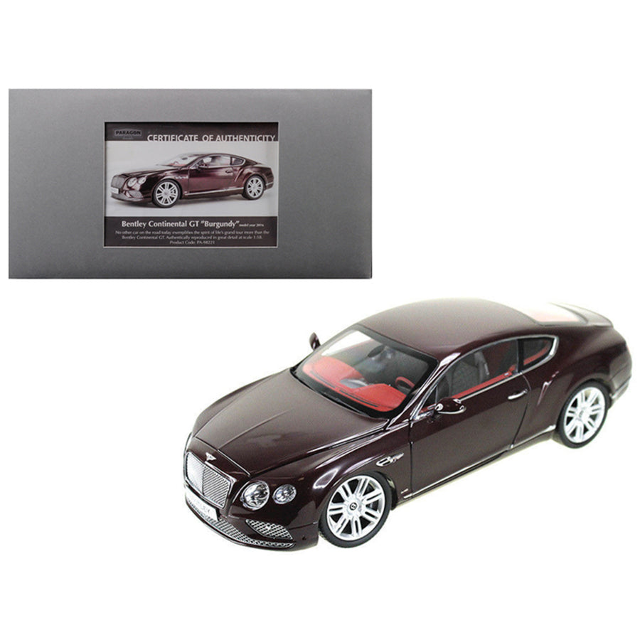 2016 Bentley Continental Gt Lhd Burgundy 1/18 Diecast Model Car By Paragon 98221