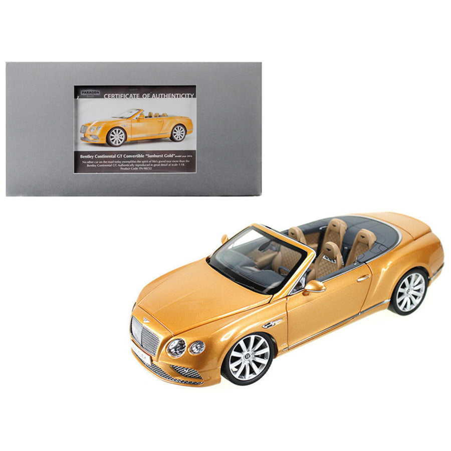 2016 Bentley Continental Gt Convertible Lhd Sunburst Gold 1/18 Diecast Model Car By Paragon Pa98232