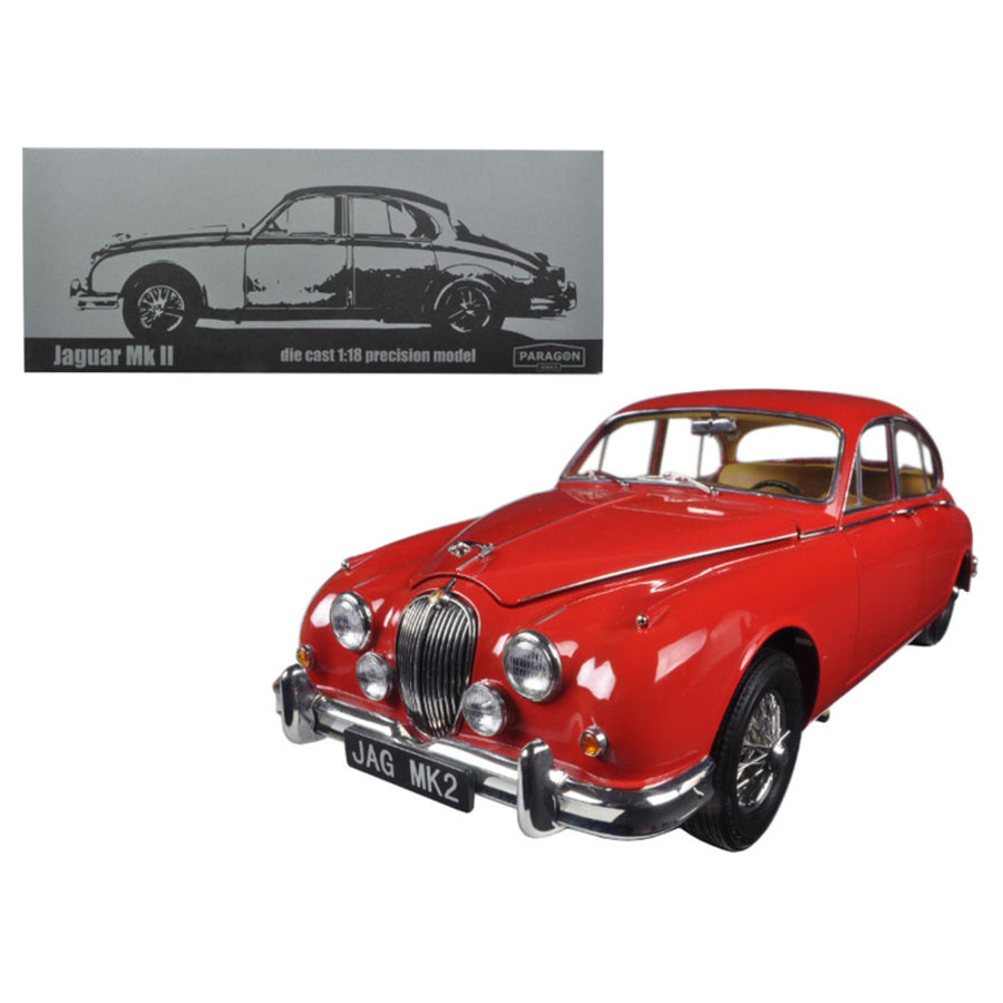 1962 Jaguar Mark 2 3.8 Carmen Red Left Hand Drive 1/18 Diecast Model Car By Paragon 98322