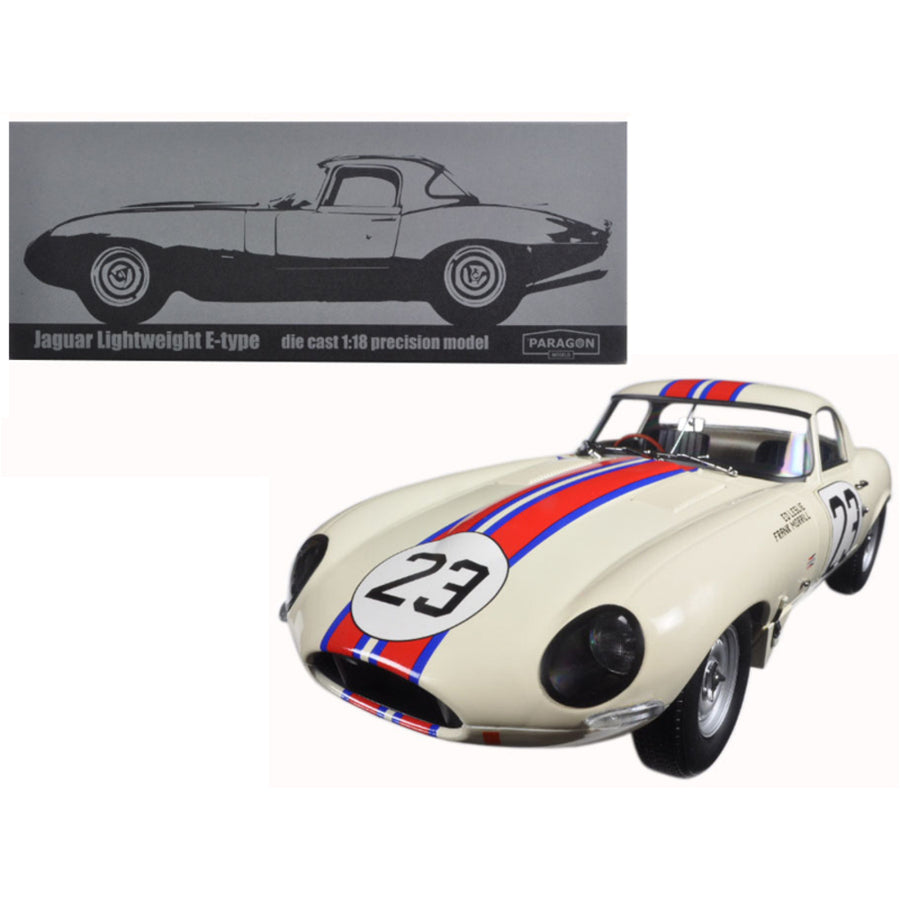 Jaguar Lightweight E-type Qvale Sebring #23 White 1/18 Diecast Model Car  By Paragon 98361