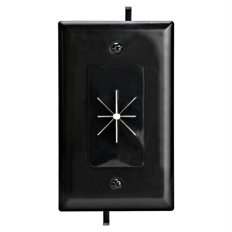 Datacomm 45-0014-bk One-gang Low-voltage Cable Plate With Flexible Opening - Black