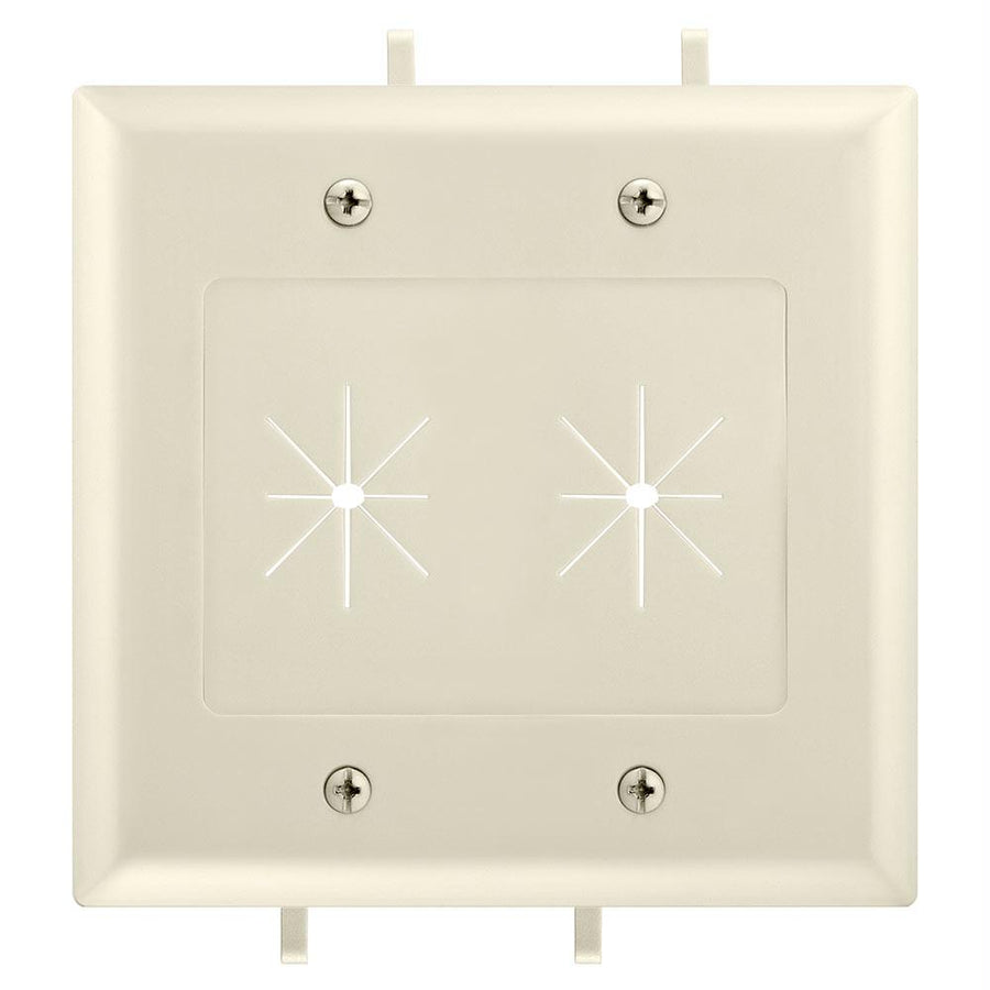 Datacomm 45-0015-la Two-gang Low-voltage Cable Plate With Flexible Opening - Lite Almond