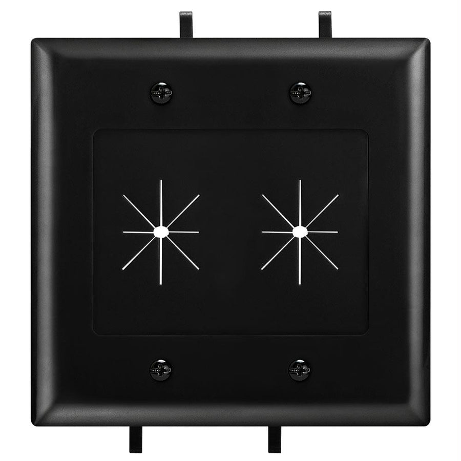 Datacomm 45-0015-bk Two-gang Low-voltage Cable Plate With Flexible Opening - Black