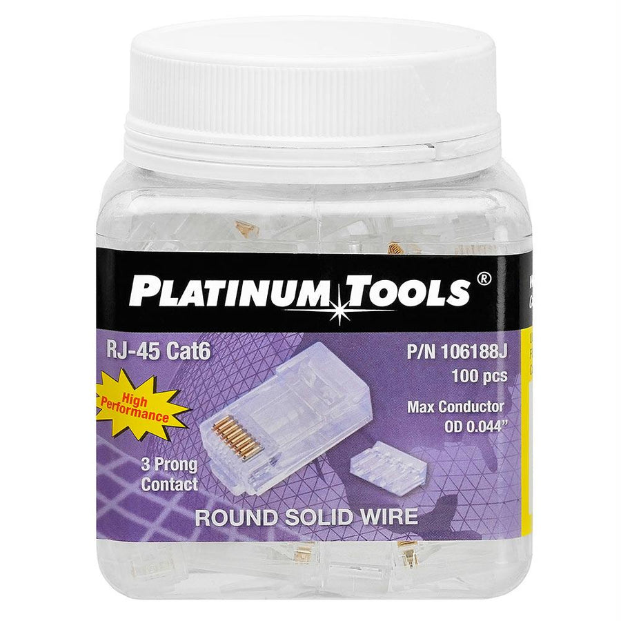 Platinum Tools 106188j Rj45 Cat6 2pc, R/s 3 Prong - Jar Of 100