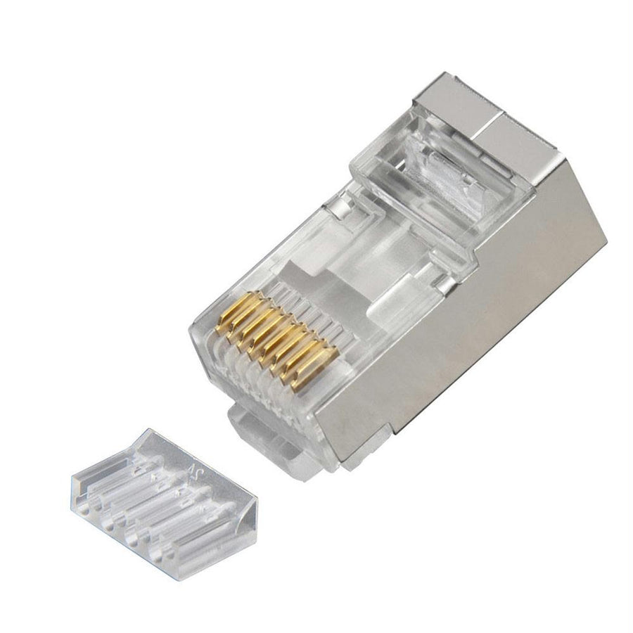 Platinum Tools 106206j Rj45 Shielded Cat6 2 Pc. Round-solid 3-prong With Liner Connector - Jar Of 100