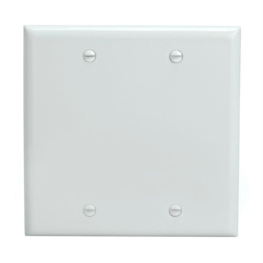 Cmple - 2 Gang Blank Wall Plate, Standard Size, Polycarbonate Thermoplastic Panel Gfci Wall Plate With Screws - White