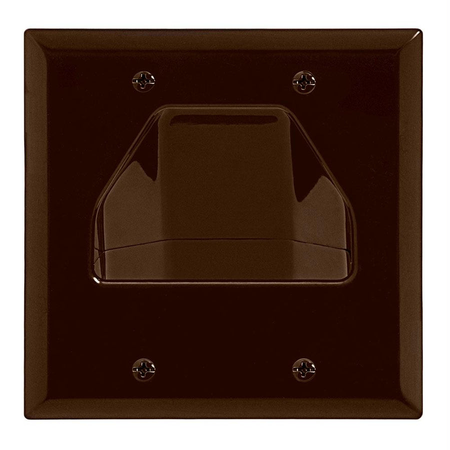 Datacomm 45-0002-br Two-gang Low-voltage Cable Wall Plate For Multiple Cables - Brown