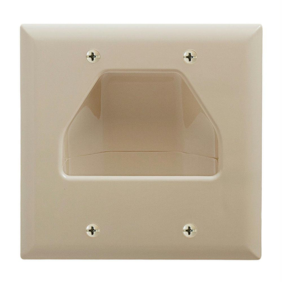 Datacomm 45-0002-iv Two-gang Low-voltage Cable Wall Plate For Multiple Cables - Ivory