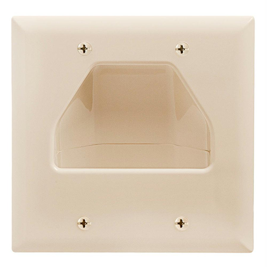 Datacomm 45-0002-la Two-gang Low-voltage Cable Wall Plate For Multiple Cables - Lite Almond