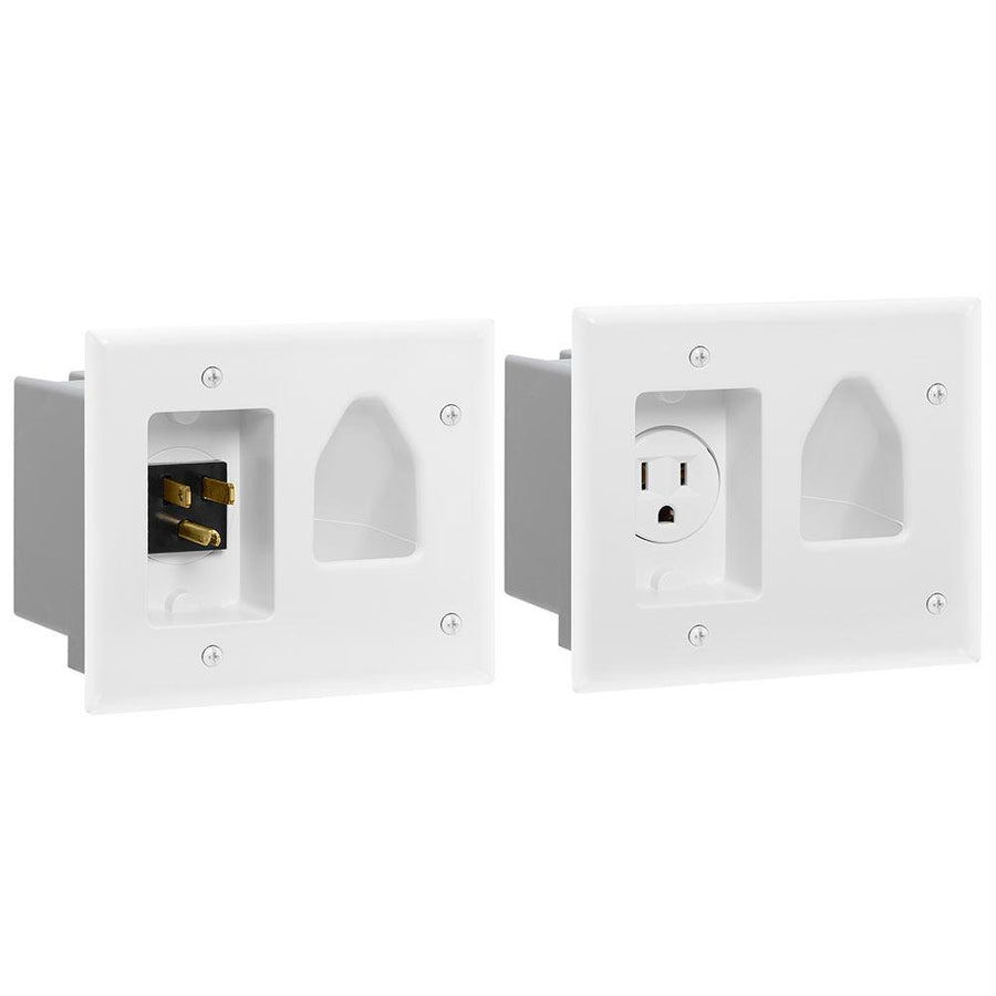 Datacomm 45-0023-wh Recessed Pro Power Kit With Straight Blade Inlet - White
