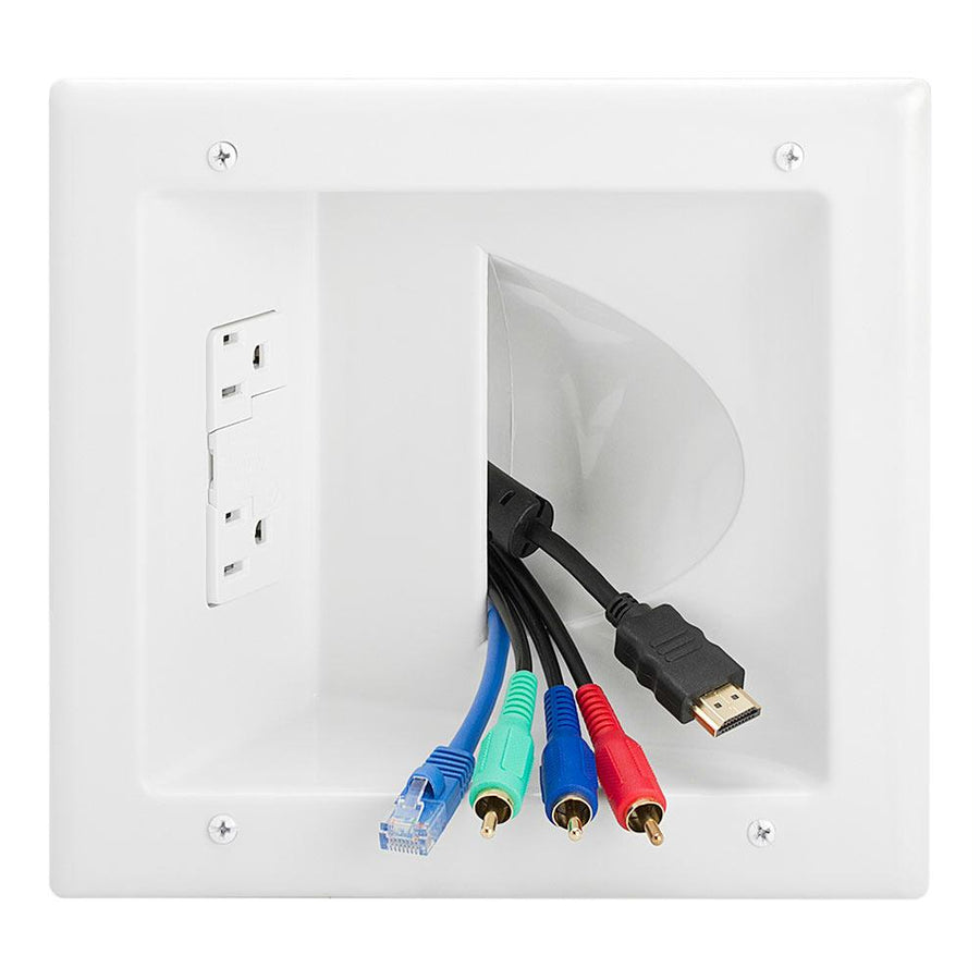 Datacomm 45-0031-wh Recessed Media Plate With Duplex Receptacle - White