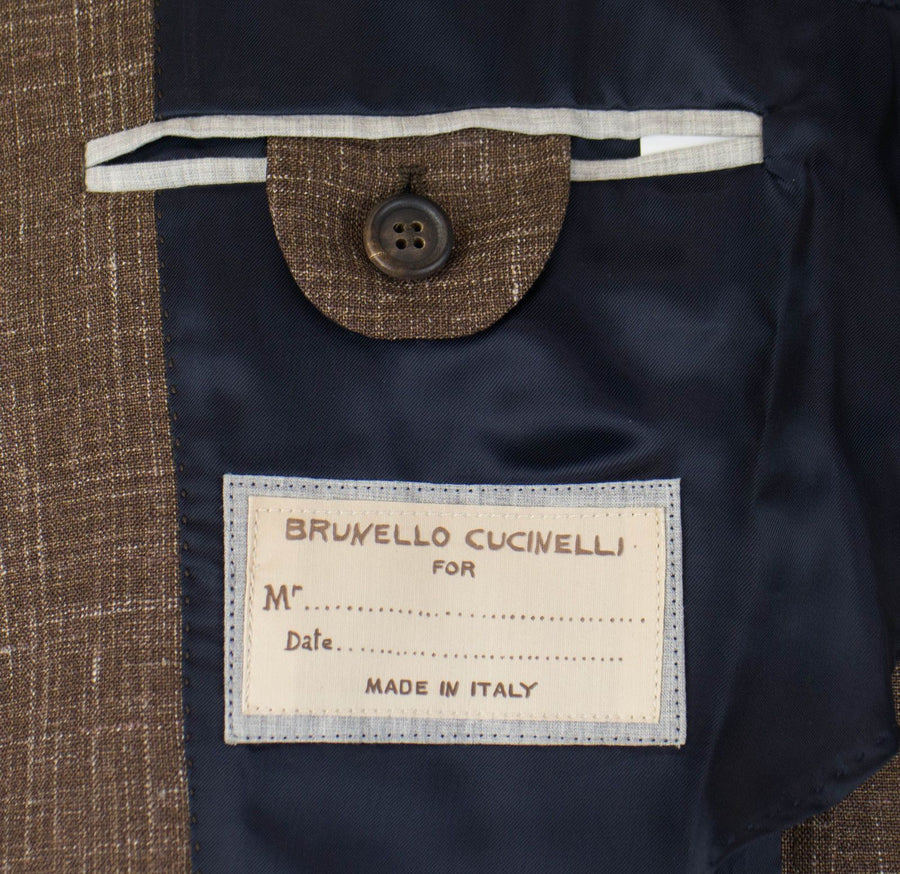 Wool Blend 3 Roll 2 Button Suit - Brown