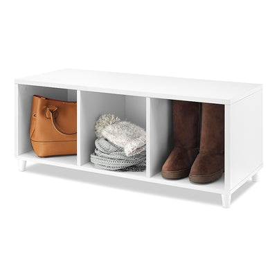 3 Section Storage Bench White