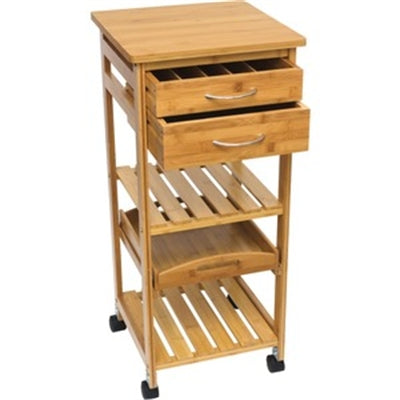 Bamboo Cart/Trolley w 2 Drawrs