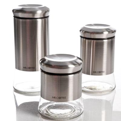3 Pc Silver Canister Set