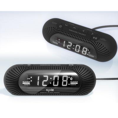 SXE Wht LED BT Clock Radio