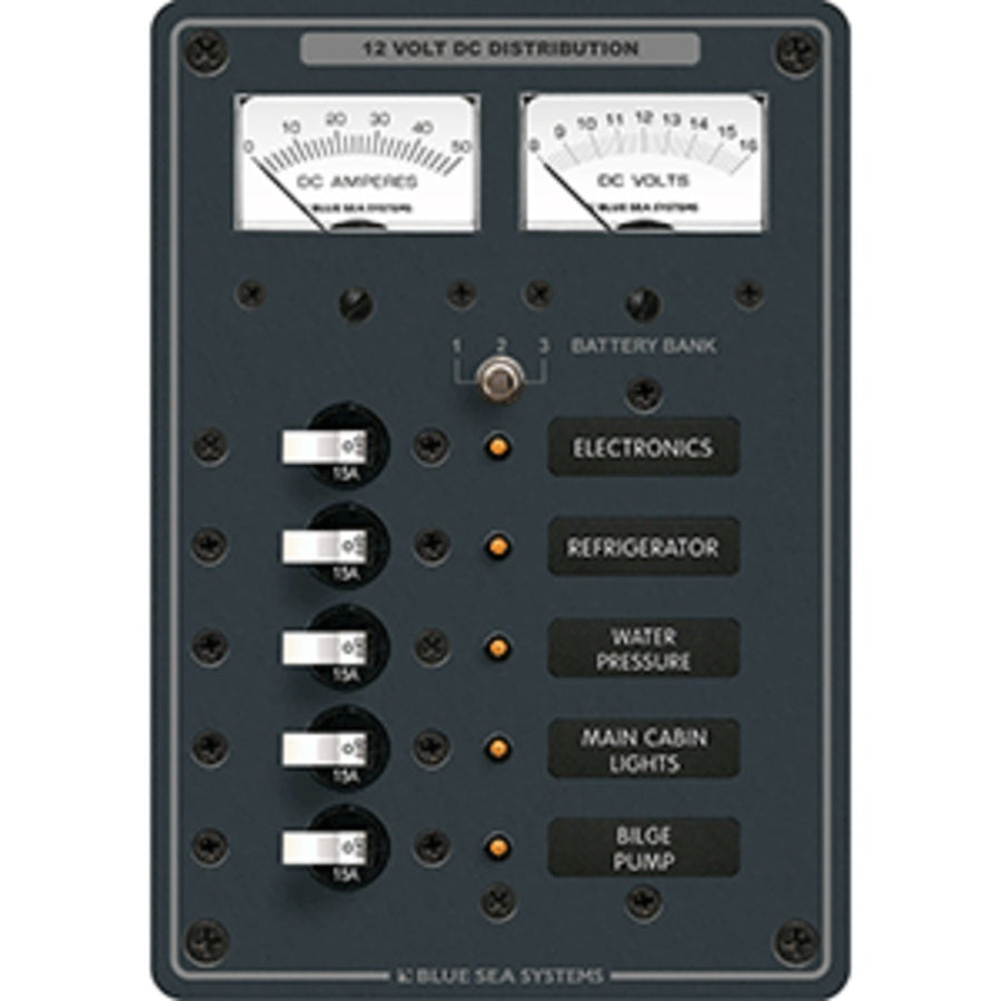 Blue Sea 8081 Dc 5 Position Toggle Branch Circuit Breaker Panel - White Switches