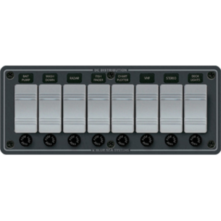 Blue Sea 8261 Waterproof Panel 8 Position - Slate Grey