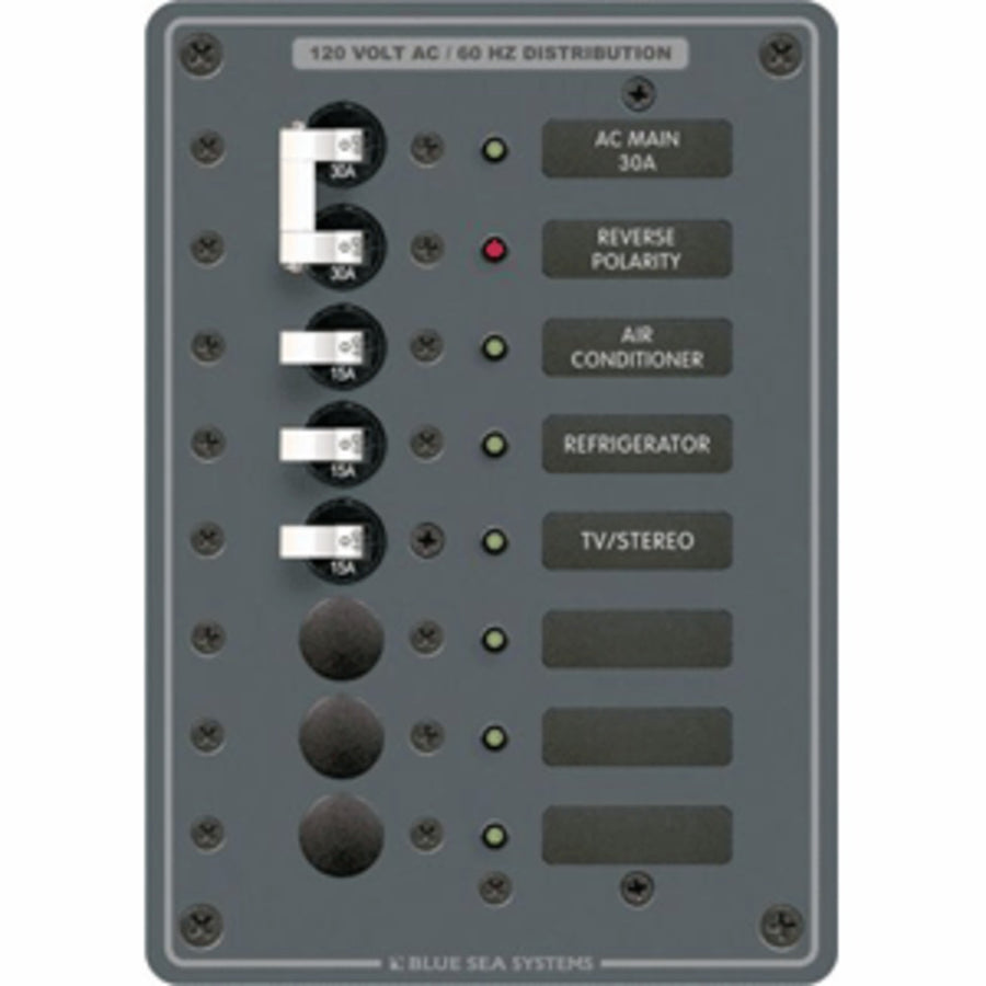 Blue Sea 8027 Ac Main +6 Position Breaker Panel - White Switches